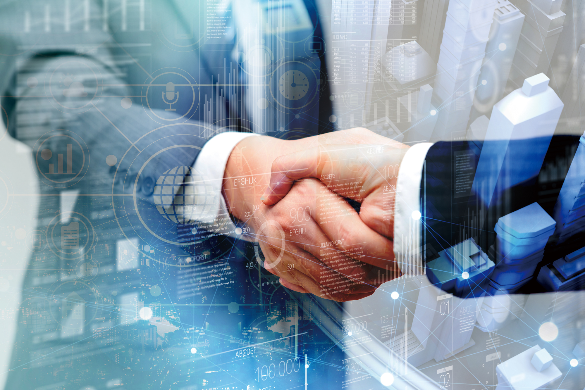 握手するビジネスパーソンの手元